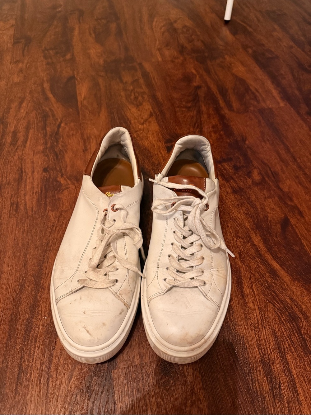 Men's White Leather Low-Top Sneakers